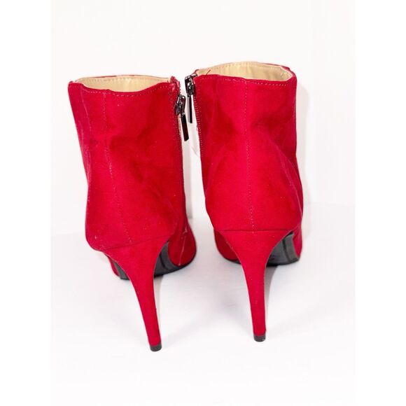 Red Pointed Toe Bootie Ankle Stilettos Boot Christmas Holiday Party Side Zip 8 - Picture 4 of 14